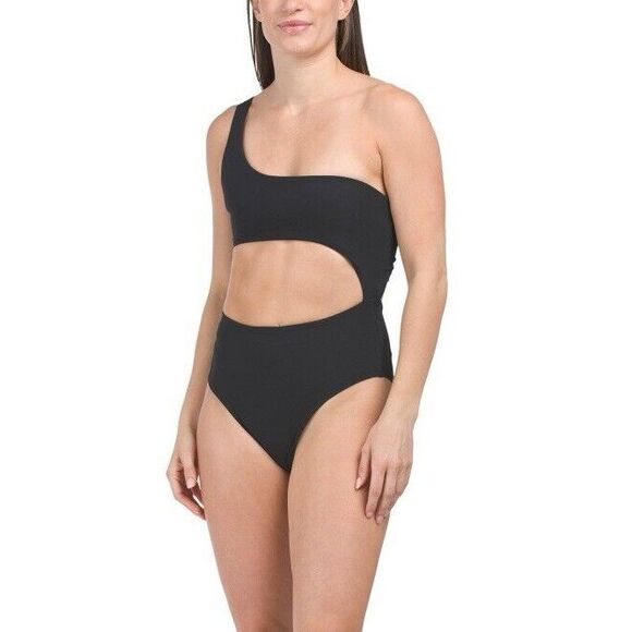 Wilo Asymmetrical Women M One-piece Swimsuit‎ Bathing Suit Black WLSW2409 - Picture 1 of 3